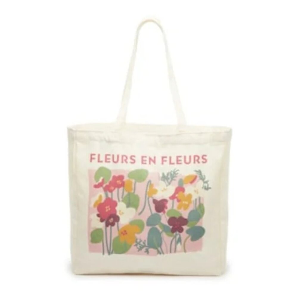 Mix No. 6 Floral Tote Multi-color Cream Canvas - NWT